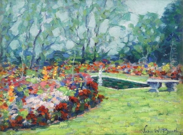 Garden In Spring Oil Painting by John William Bentley