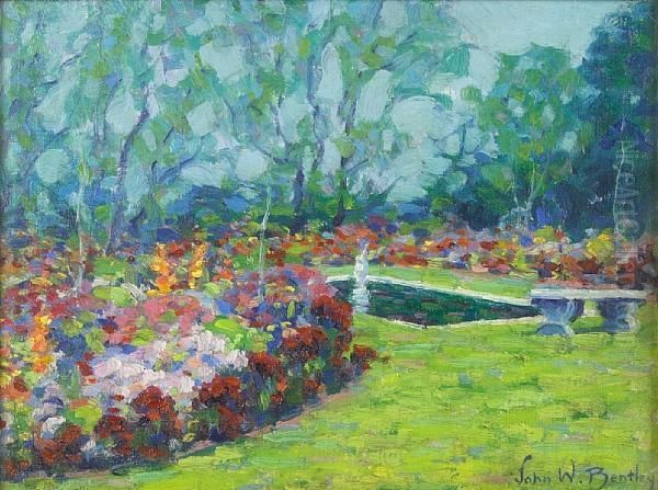 Garden In Bloom Oil Painting by John William Bentley