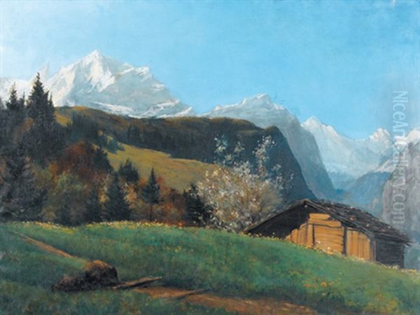 Fruhlingspartie Mit Jungfrau Von Wengen Aus Oil Painting by Paul Francois Louchet