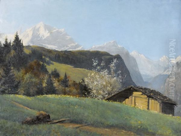 Fruhlingspartie Mit Jungfrau Von Wengen Aus Oil Painting by Paul Francois Louchet