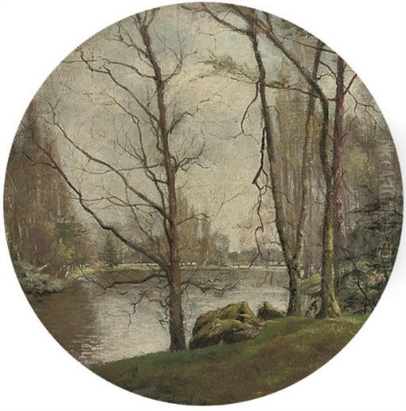 Bois De Boulogne Au Fond Du Lac Superieur Oil Painting by Paul Francois Louchet