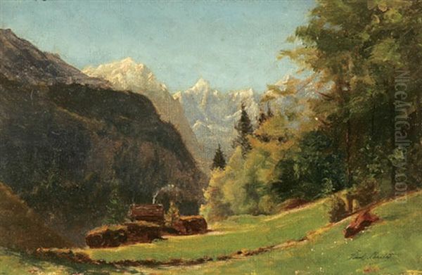 Alpine Landscape Oil Painting by Paul Francois Louchet