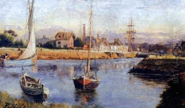 Courseulles, Le Port Oil Painting by Paul Francois Louchet