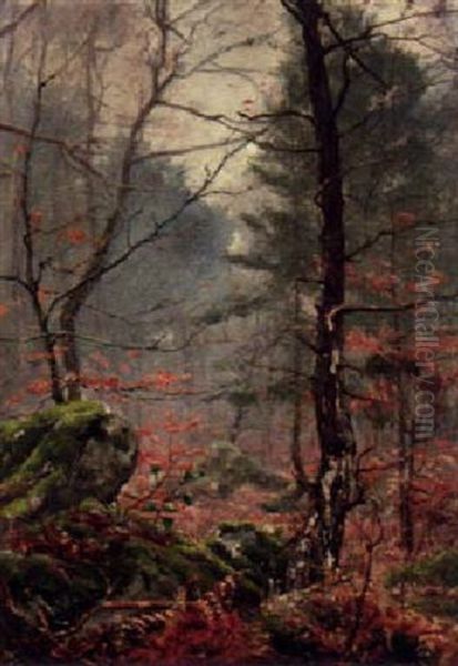 A Forest In Autumn Oil Painting by Paul Francois Louchet