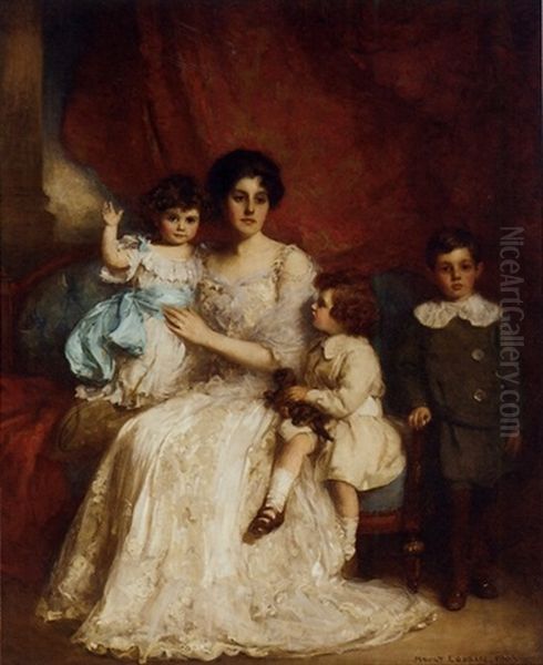 A Family Portrait Oil Painting by William Mouat Loudan