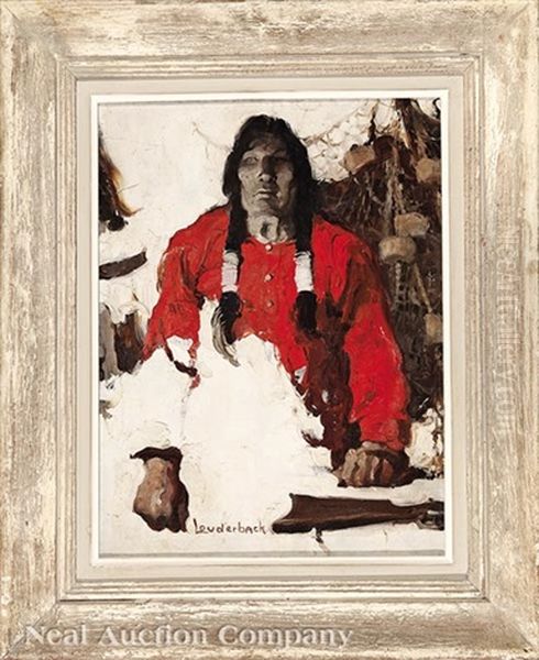 Portrait Of A Native American Hunter Oil Painting by Walt Louderback