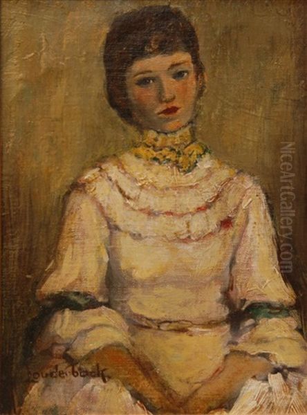 Portrait Of A Woman In White Dress Oil Painting by Walt Louderback