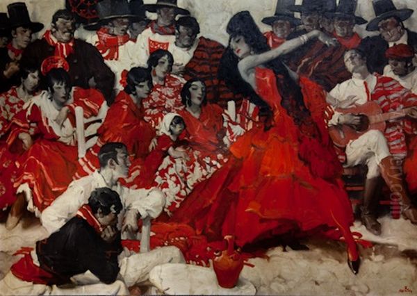 Flamenco - Red Oil Painting by Walt Louderback