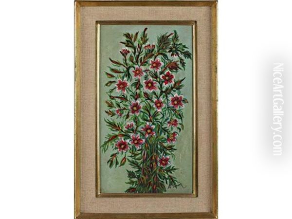 Fleurs Rouges Sur Fond Vert Oil Painting by Seraphine Louis