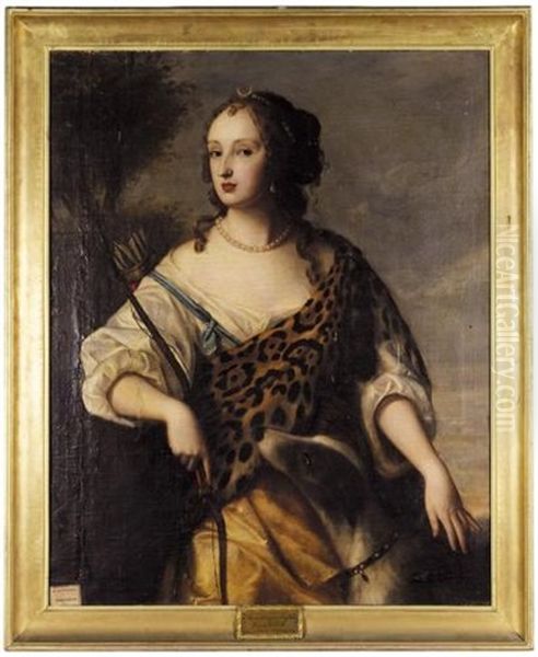 Portrait Of A Lady (mary Stuart, Wife Of William Ii, Prince Of Orange-nassau?) Oil Painting by  Louise Hollandine Princess of Palatine