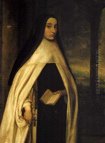 Self Portrait As A Benedictine Nun Oil Painting by  Louise Hollandine Princess of Palatine