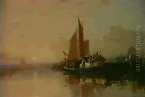 On The Yare, Norfolk Oil Painting by Thomas Lound