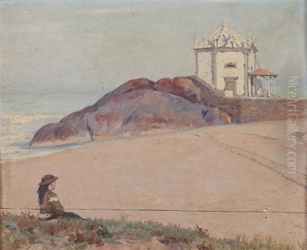 Landscape With Beach, Figure And Church Oil Painting by Arthur Loureiro