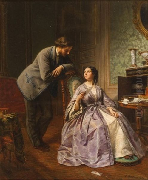 La Lettre Oil Painting by Jacques Joseph Leopold Loustau