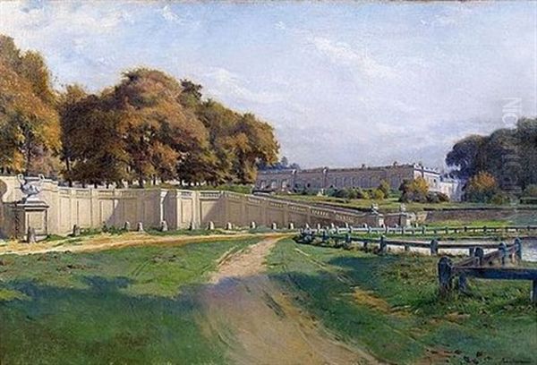 Vue De Versailles A La Piece D'eau Des Suisses Oil Painting by Louis Auguste Georges Loustaunau