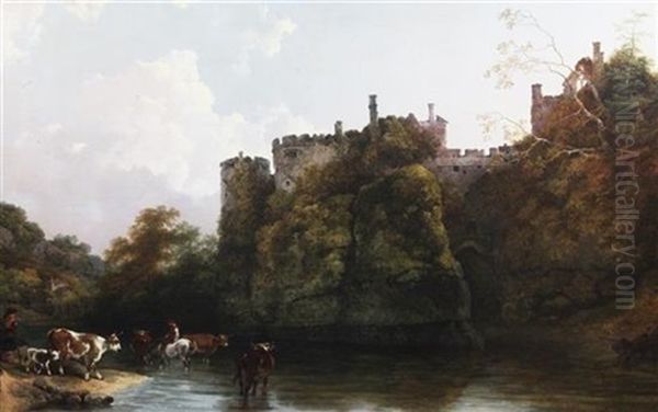 Chepstow Castle From The River Wye Oil Painting by Philipp Jakob Loutherbourg the Elder