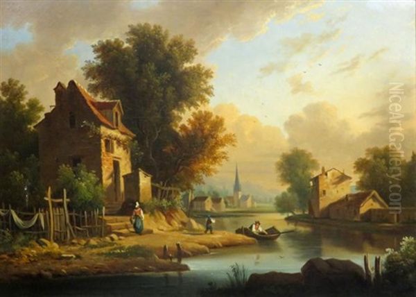 Dutch Landscape Oil Painting by Philip James de Loutherbourg