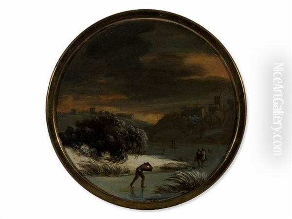 Winter Landscape Oil Painting by Philip James de Loutherbourg