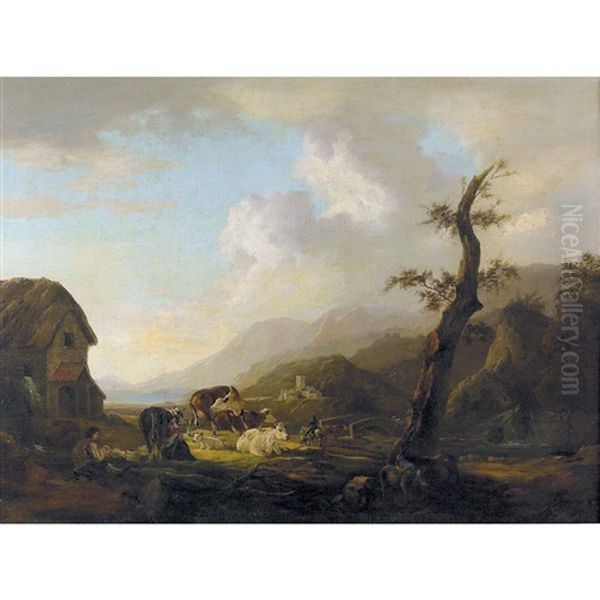 Idyllische Landschaft Mit Staffage Oil Painting by Philip James de Loutherbourg