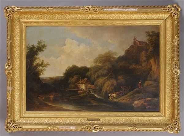 European Landscape With Mill Oil Painting by Philip James de Loutherbourg