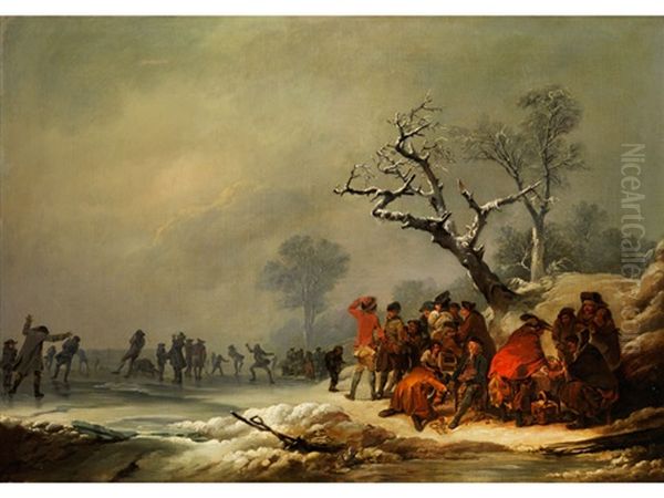 Rastende Gesellschaft Bei Winterlichem Eisvergnugen by Philip James de Loutherbourg