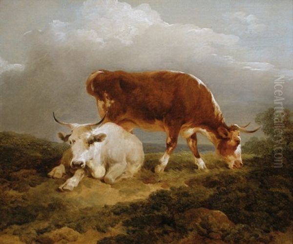 Deux Vaches Dans Un Paysage Oil Painting by Philip James de Loutherbourg