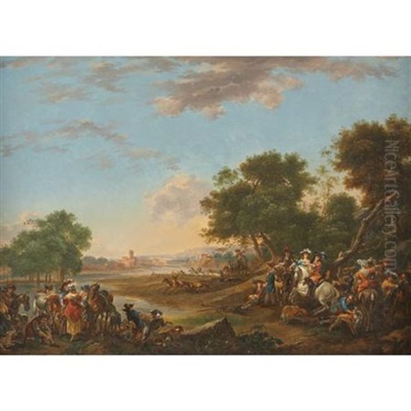 The Stag Hunt Oil Painting by Philip James de Loutherbourg