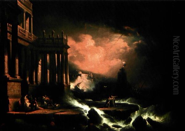 Tempete Pres D'un Palais Oil Painting by Philip James de Loutherbourg