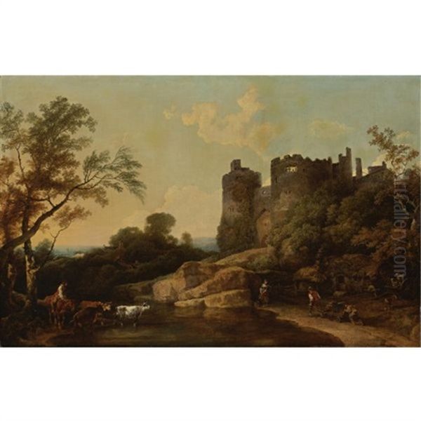 View Of Harlech Castle, Wales Oil Painting by Philip James de Loutherbourg