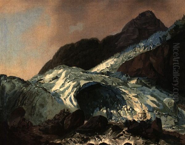 Gletschertor Am Mer De Glace In Chamonix Oil Painting by Philip James de Loutherbourg