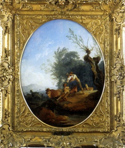 Hirten In Galanter Szene Oil Painting by Philip James de Loutherbourg