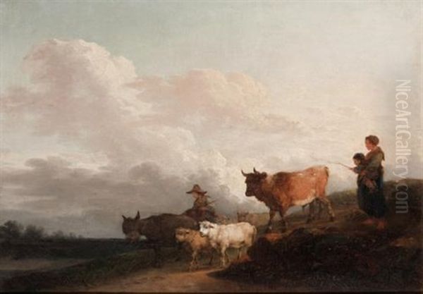 Tending The Herd Oil Painting by Philip James de Loutherbourg