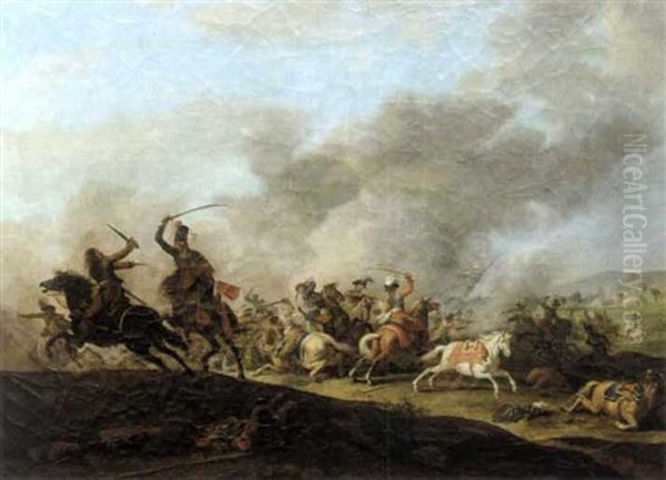 Choc De Cavalerie Oil Painting by Philip James de Loutherbourg