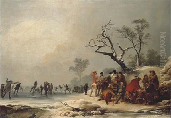 A Winter Morning With Skating In Hyde Park Oil Painting by Philip James de Loutherbourg