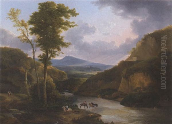 Flusstal Oil Painting by Philip James de Loutherbourg