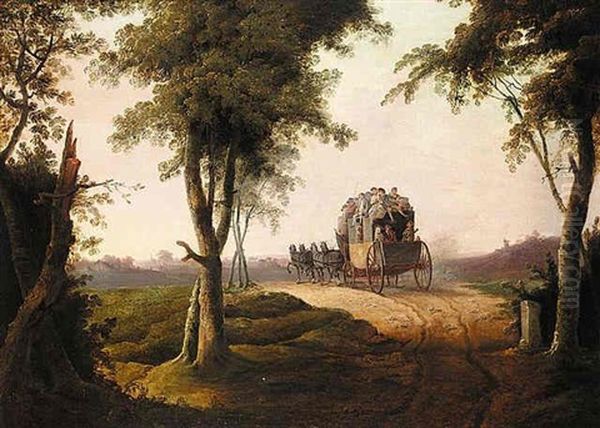 A Stagecoach On The Dover Road Oil Painting by Philip James de Loutherbourg