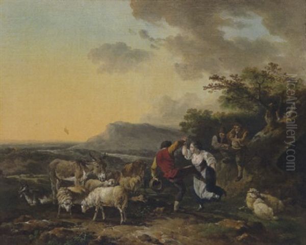 Tanzendes Hirtenpaar In Der Romische Campagna Oil Painting by Philip James de Loutherbourg