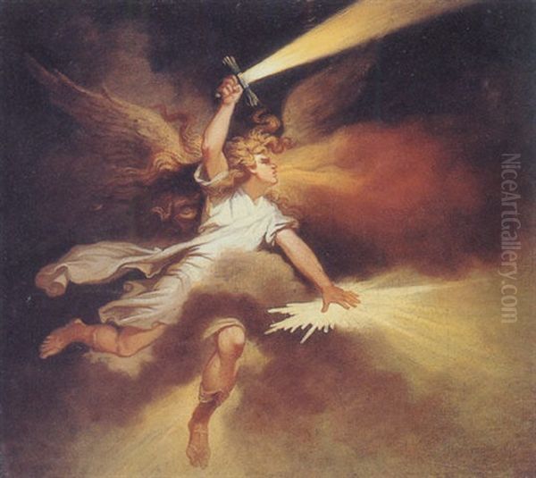 An Angel Oil Painting by Philip James de Loutherbourg