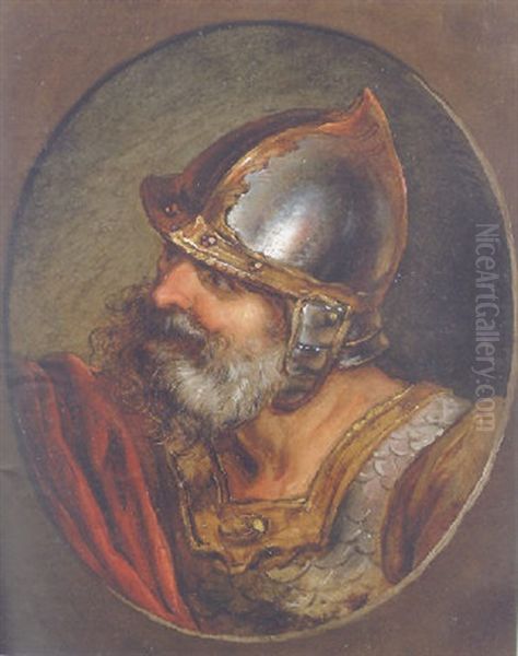 Head Of A Roman Soldier Oil Painting by Philip James de Loutherbourg