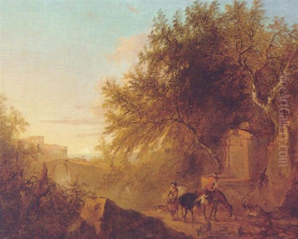 Italianate Landscape With Travellers At A Well Oil Painting by Philip James de Loutherbourg