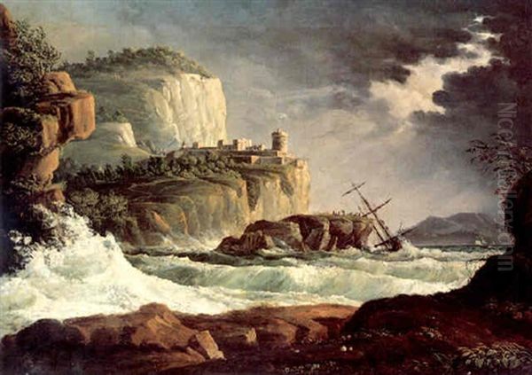 Being Shipwrecked Off A Southern Coast Oil Painting by Philip James de Loutherbourg