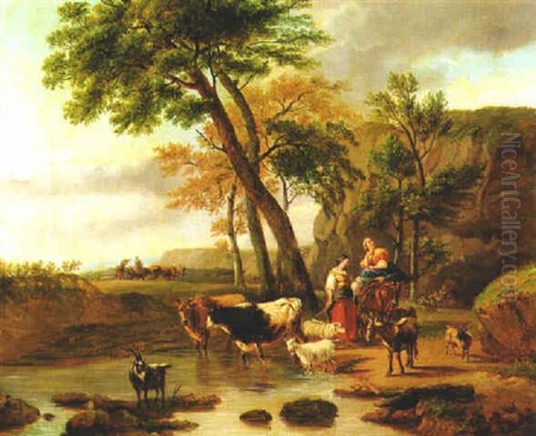 Paisaje Con Pastores Cuidando El Rebano Oil Painting by Philip James de Loutherbourg