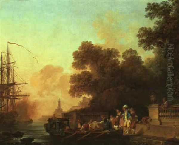 L'embarcadere Oil Painting by Philip James de Loutherbourg