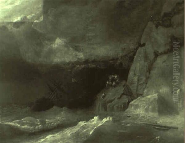 Abandoning Ship For The Safety Of The Cliffs Oil Painting by Philip James de Loutherbourg