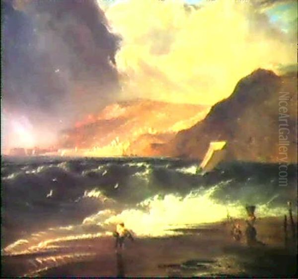 Sturm An Der Kuste Oil Painting by Philip James de Loutherbourg