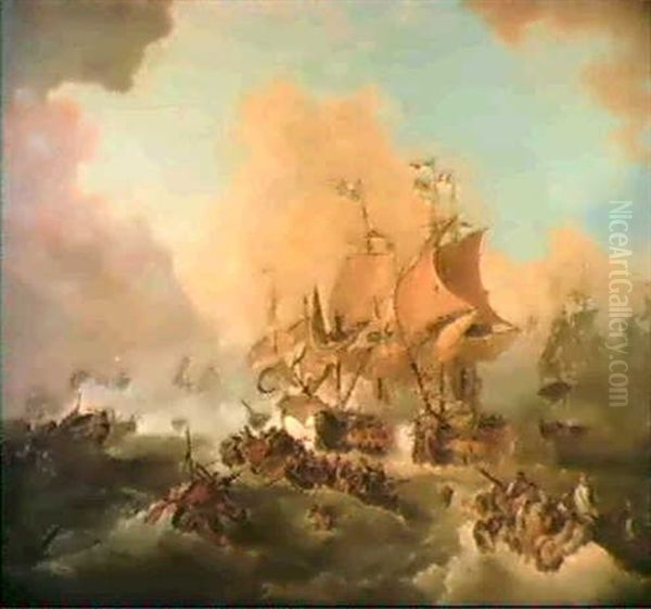 The Battle Of Ushant, The Glorious First Of June, 1794, Showing Lord Howes' Flagship 