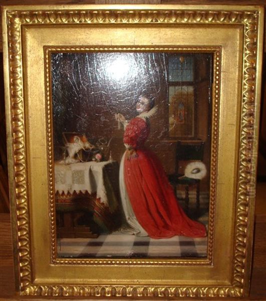 Elegante Et Son Coffret De Bijoux Oil Painting by Jean-Baptiste Victor Loutrel