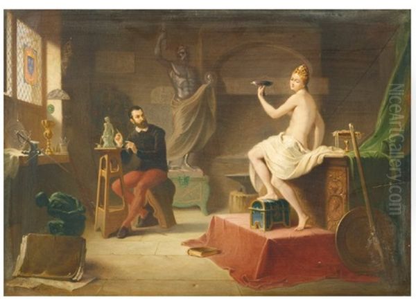 L'atelier De L'artiste Oil Painting by Jean-Baptiste Victor Loutrel