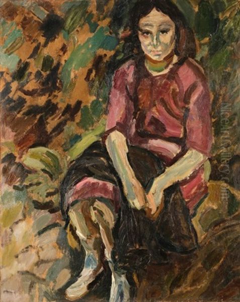 Femme Assise Les Mains Jointes Oil Painting by Maurice Albert Loutreuil