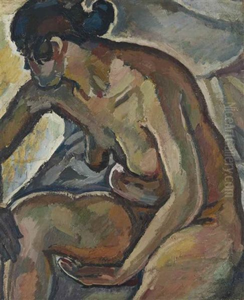 Femme Nue Assise Oil Painting by Maurice Albert Loutreuil